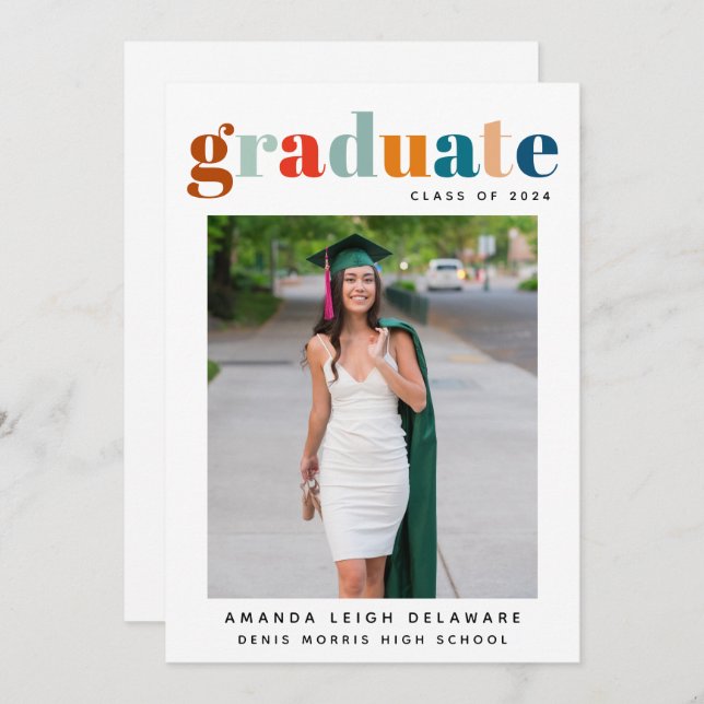 Retro 2024 Graduation Photo Announcement (Front/Back)