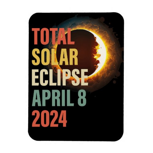 Retro 2024 Total Solar Eclipse April 8 Magnet