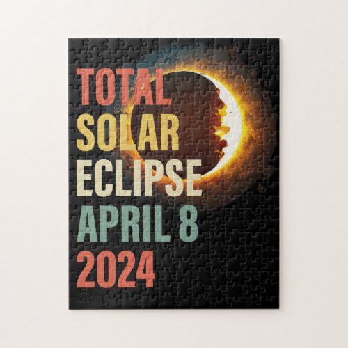 Retro 2024 Total Solar Eclipse  Jigsaw Puzzle