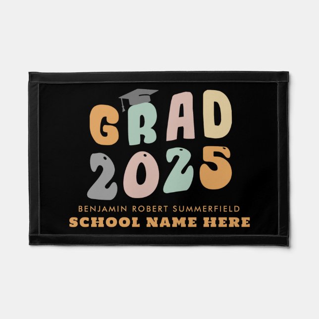 Retro 2025 Graduation Keepsake Personalized Grad Pennant (Front)