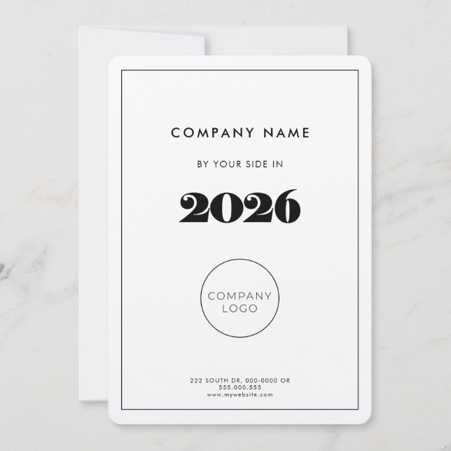 Retro 2026 calendar corporate business holiday card (Front)