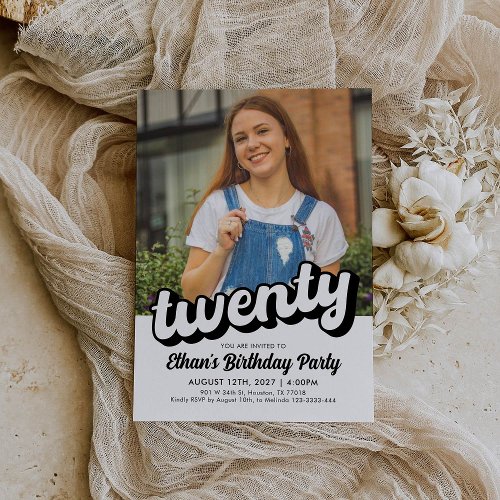 Retro 20th Birthday Invitation | Twenty Birthday 