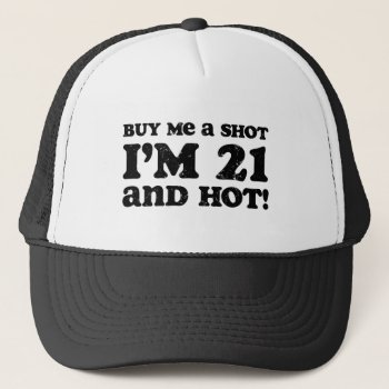 Retro 21 & Hot Birthday Trucker Hat by koncepts at Zazzle