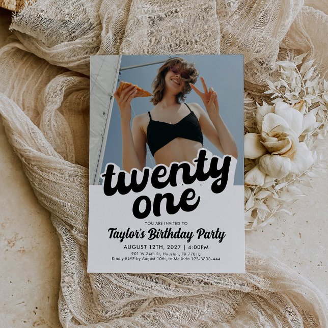 Retro 21st Birthday Invitation | Twenty One (modern bod 21st birthday invitation)