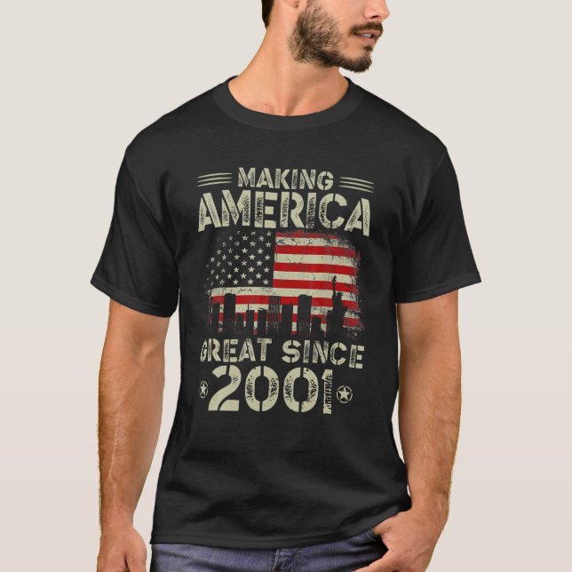 Retro 21St Birthday USA Flag Making America Great T-Shirt (Front)