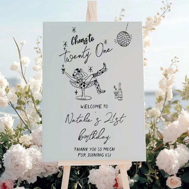 Retro 21st Coastal Cowgirl Fun Birthday Welcome Foam Board (Creator Uploaded)