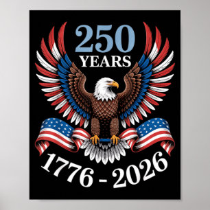 Retro 250 Years American Patriotic Eagle 250th 4th Poster
