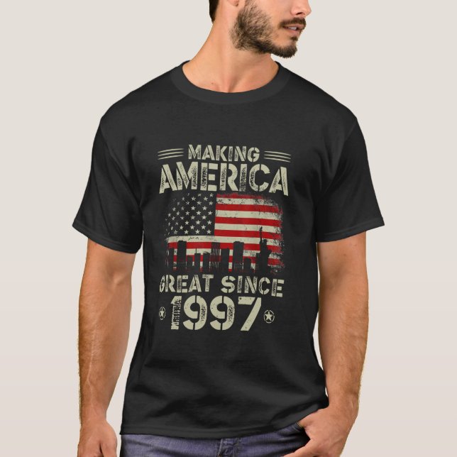 Retro 25th Birthday USA Flag Making America Great  T-Shirt (Front)