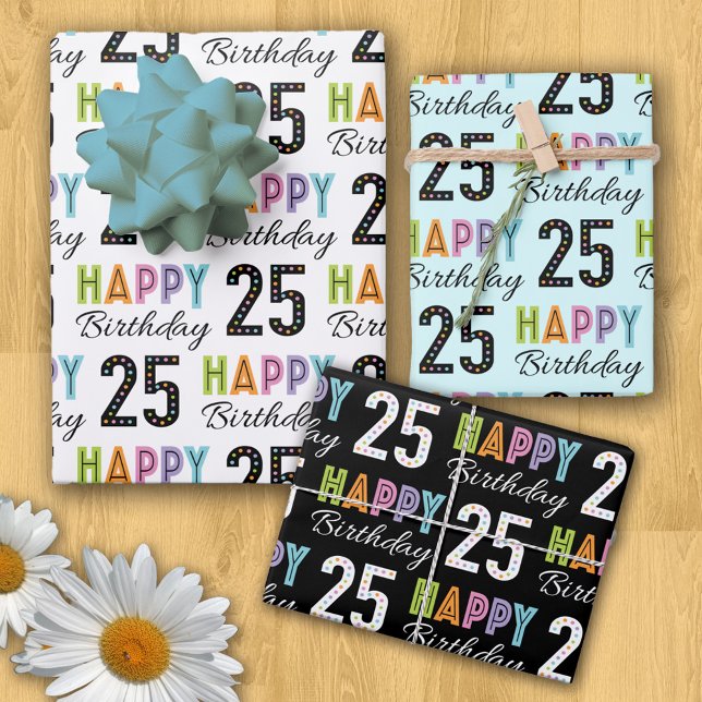  Retro 25th Birthday Wrapping Paper Sheets (Creator Uploaded)