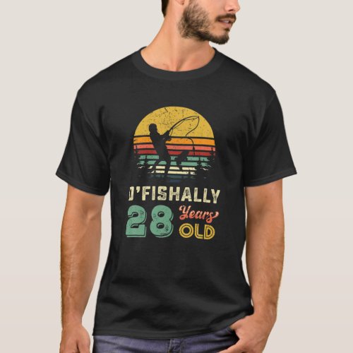 Retro 28Th Birthday Fishing Turning 28 Fisherman C T_Shirt