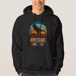 Retro 2nd Bday Dinosaur T Rex Boys Awesome Since 2 Hoodie