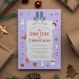 Retro 2nd Day of Christmas Belated Christmas Party Invitation