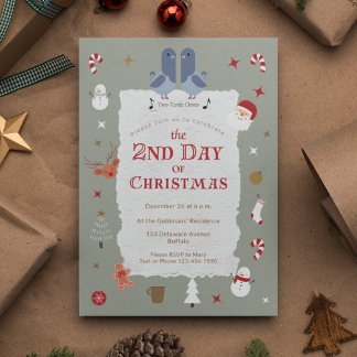 Retro 2nd Day of Christmas Belated Christmas Party Invitation
