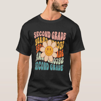 Retro 2nd Grade Teacher Daisy Colorful Second Grad T-Shirt