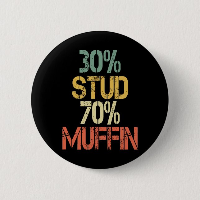 Retro 30 Stud 70 Muffin Sarcasm Dad Bod Figure  Button (Front)