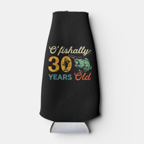 Retro 30th Birthday Fishing Gift Turning 30 Bass Bottle Cooler