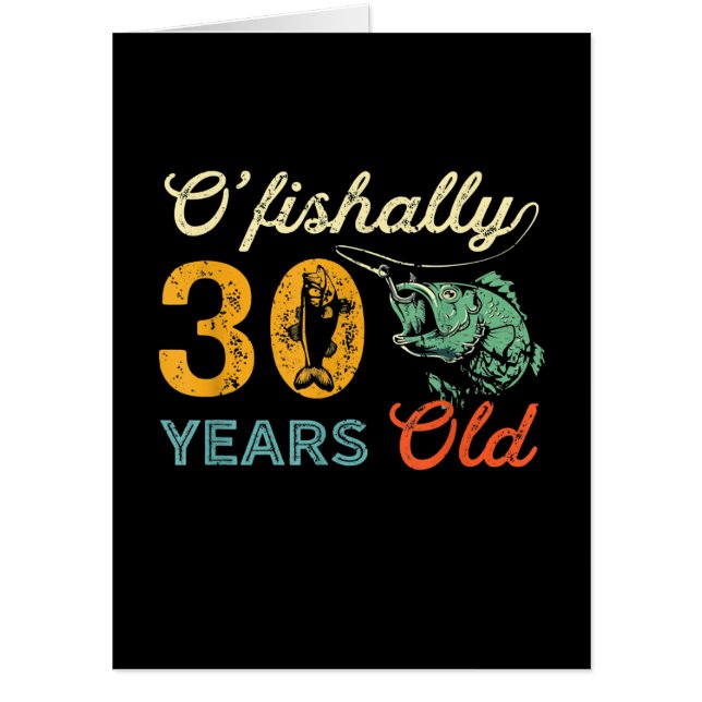 Retro 30th Birthday Fishing Gift Turning 30 Bass Card (Front)