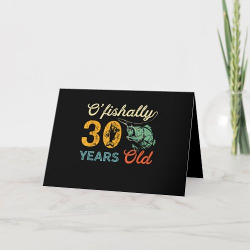 Retro 30th Birthday Fishing Gift Turning 30 Bass Card