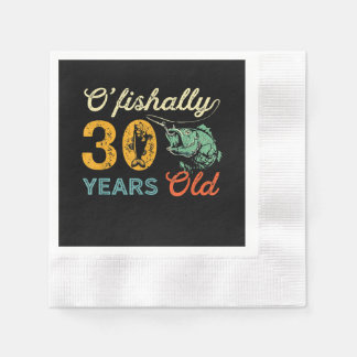 Retro 30th Birthday Fishing Gift Turning 30 Bass Napkins