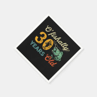 Retro 30th Birthday Fishing Gift Turning 30 Bass Napkins