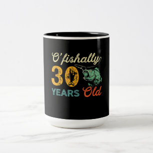 Retro 30th Birthday Fishing Gift Turning 30 Bass Two-Tone Coffee Mug