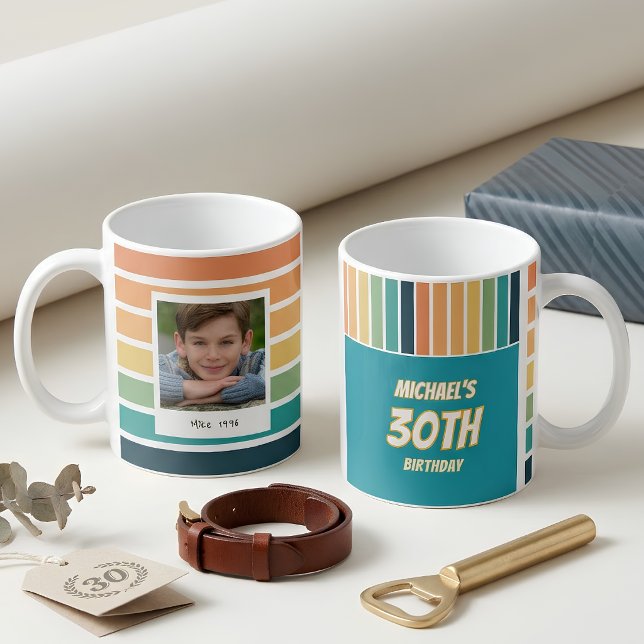Retro 30th Birthday For Him Photo Coffee Mug (Creator Uploaded)