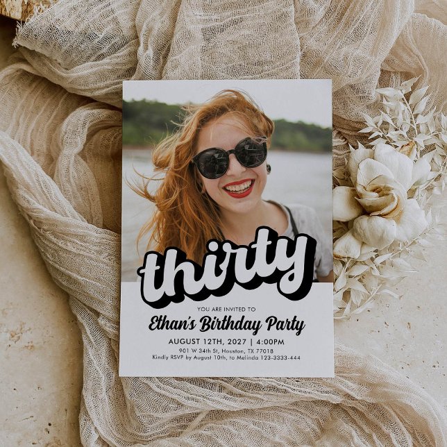 Retro 30th Birthday Invitation | Thirty Birthday  (Creator Uploaded)