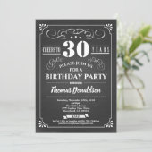 Retro 30th birthday invite. Chalkboard vintage Invitation (Standing Front)