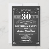 Retro 30th birthday invite. Chalkboard vintage Invitation (Front)
