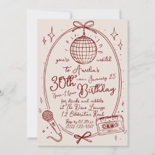 Retro 30th Birthday Karaoke Party Invite