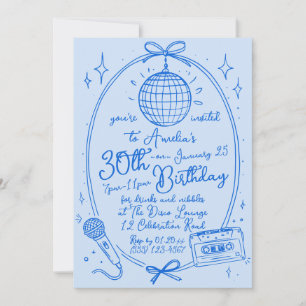 Retro 30th Birthday Karaoke Party Invite