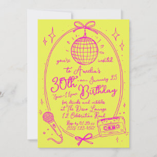 Retro 30th Birthday Karaoke Party Invite