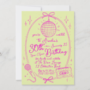 Retro 30th Birthday Karaoke Party Invite