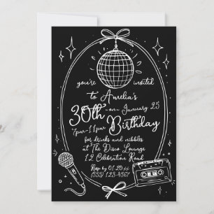 Retro 30th Birthday Karaoke Party Invite