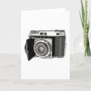 Retro 35mm Film Camera Photographer Art Drawing Card