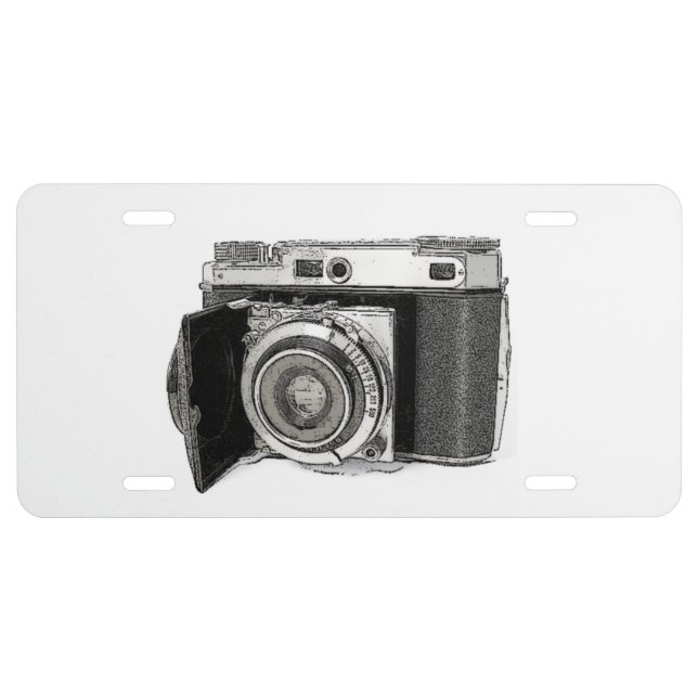 Retro 35mm Film Camera Photographer Art Drawing License Plate (Front)