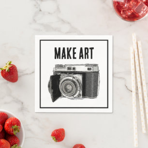 Retro 35mm Film Camera Photographer Art Drawing Napkins