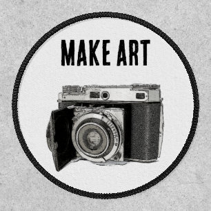Retro 35mm Film Camera Photographer Art Drawing Patch