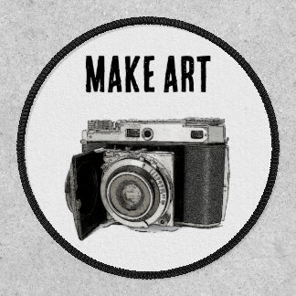 Retro 35mm Film Camera Photographer Art Drawing Patch