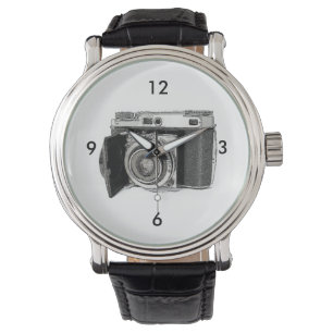 Retro 35mm Film Camera Photographer Art Drawing Watch