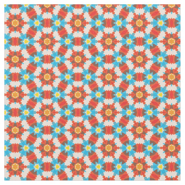 Retro 3D Colours Geometric Pattern Fabric (Close Up)