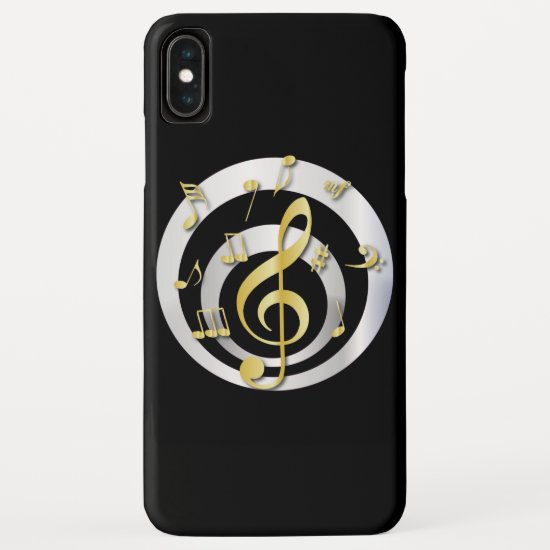 Retro 3D Effect Gold and Silver Musical Notes iPhone XS Max Case