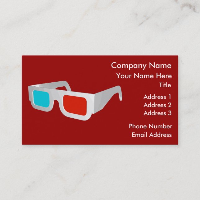 Retro 3D Glasses Graphic Business Card (Front)