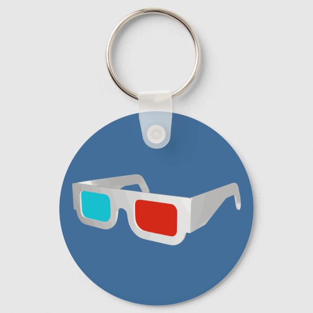 Retro 3D Glasses Graphic Keychain (Front)