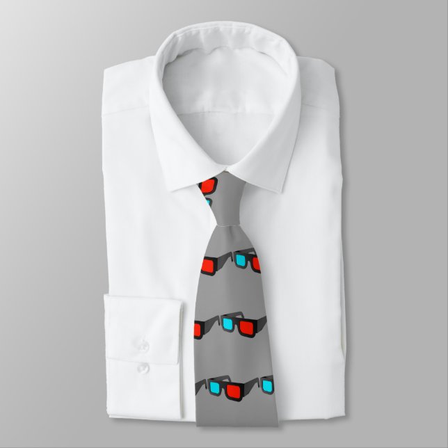 Retro 3D Glasses Graphic Neck Tie (Tied)