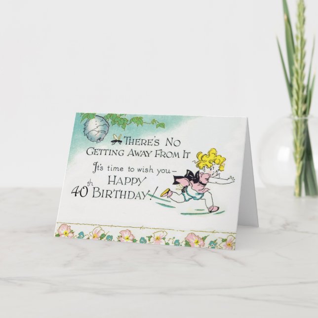 Retro 40th Birthday Card (Front)