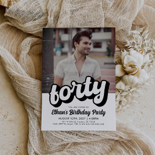 Retro 40th Birthday Invitation Forty Birthday