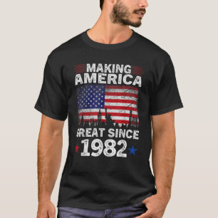 Retro 40th Birthday USA Flag Making America Great T-Shirt