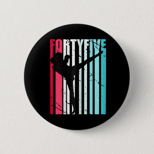 Retro 45th Birthday For Kickboxing Women Kickboxer Button