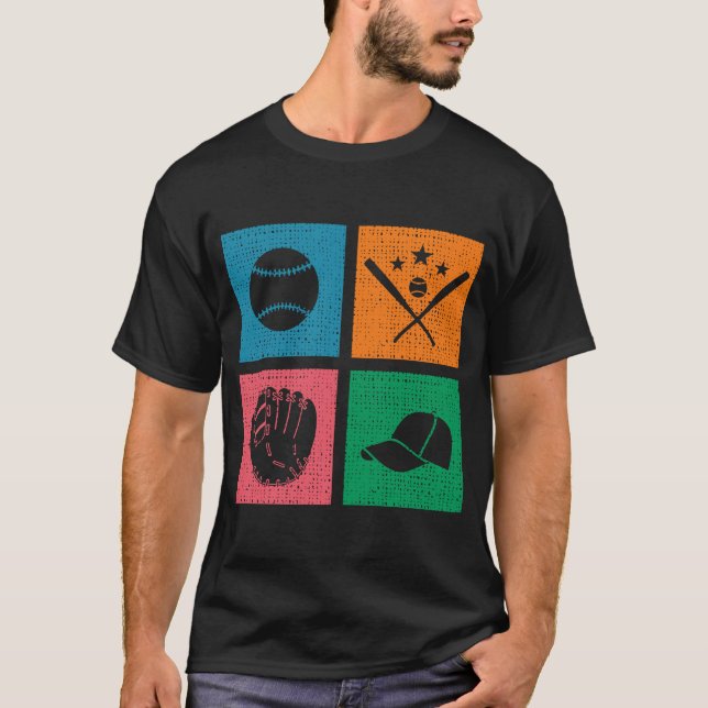 Retro 4 Color Block Baseball T-Shirt (Front)
